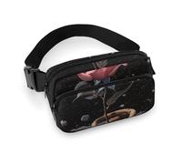Marsupio con serpente e rosa, per donne e uomini, impermeabile, con cintura regolabile, borsa a tracolla casual, borsa da viaggio per sport, corsa, ciclismo, bianco, 20 x 13 cm, marsupio, bianco, 20 x