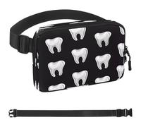 Marsupio con sfondo dei denti, per donne e uomini, borsa a tracolla con tasche con cerniera, marsupio impermeabile con cinturino regolabile per allenamento, corsa, viaggi, escursionismo, multicolore,
