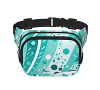 Marsupio con sfondo turchese e bianco, regolabile, grande, da viaggio, unisex