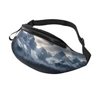 Marsupio con silhouette di cielo notturno per donne e uomini, alla moda, regolabile, per allenamento, corsa, viaggi, stile casual, Riflessione di nuvole e montagne, Taglia unica