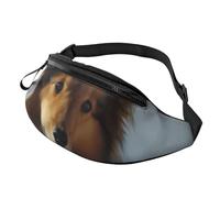 Marsupio con simpatico cane Shetland per uomo e donna, impermeabile, sportivo, alla moda, borsa a tracolla con cinturino regolabile, grande borsa a tracolla per viaggi ed escursionismo