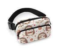 Marsupio con stampa a forma di cuore e riccio, borsa a tracolla da donna, alla moda