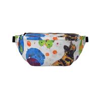 Marsupio con stampa a pois e gatti, regolabile, leggero, da viaggio, per passeggiate, ciclismo, escursionismo, viaggi