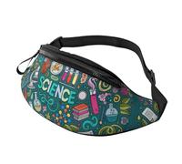 Marsupio con stampa a tema scienza dei cartoni animati, per viaggi, escursionismo, ciclismo e corsa, festival, confezione unisex