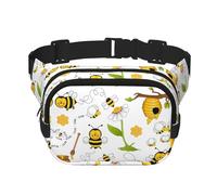Marsupio con stampa ape volante quadrato doppio strato funzionalità unisex Crossbody Pack Travel Workout, nero, taglia unica, Nero, One Size