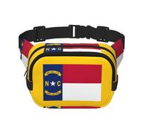 Marsupio con stampa bandiera della Carolina del Nord, con estensione, per uomini e donne, marsupio con tasche con cerniera, nero, Taglia unica