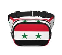 Marsupio con stampa bandiera della Repubblica araba siriana, con estensione, per uomini e donne, marsupio con tasche con cerniera, nero, Taglia unica