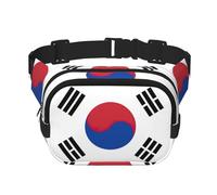Marsupio con stampa bandiera della Repubblica di Corea con estensore, per uomini e donne, marsupio con tasche con cerniera, nero, Taglia unica