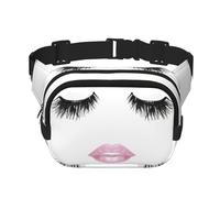 Marsupio con stampa bianca con labbra e ciglia, per donne e uomini, con cinghia regolabile, per viaggi, escursionismo, ciclismo