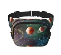 Marsupio con stampa del sistema solare dello spazio, per uomini e donne, impermeabile, cinghia regolabile, 3 tasche, per viaggi all'aperto