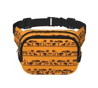 Marsupio con stampa di animali africani, per uomini e donne, impermeabile, con cinghia regolabile, 3 tasche, per viaggi all'aperto
