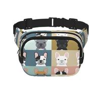 Marsupio con stampa di bulldog francese, elegante e pratico, regolabile, perfetto per viaggi e attività all'aperto, Nero , Taglia unica