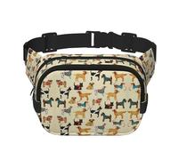 Marsupio con stampa di cani di segugio, per uomini e donne, impermeabile, con cinghia regolabile, 3 tasche, per viaggi all'aperto