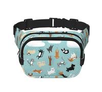 Marsupio con stampa di cani e gatti che piovono, marsupio per uomo e donna, impermeabile, cinghia regolabile con 3 tasche, per viaggi all'aperto
