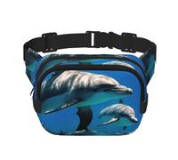 Marsupio con stampa di delfini divertenti per donne e uomini, con cinghia regolabile, per viaggi, escursionismo, ciclismo