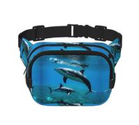 Marsupio con stampa di delfini divertenti per donne e uomini, con cinghia regolabile, per viaggi, escursionismo, ciclismo