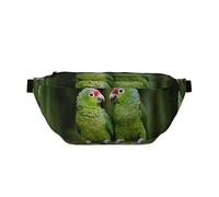 Marsupio con stampa di due pappagalli su palme verdi, da donna e da uomo, grande borsa a tracolla per escursionismo, viaggi, facile da trasportare