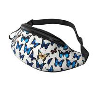 Marsupio con stampa di farfalle blu per viaggi, escursionismo, ciclismo e corsa, festival, confezione unisex