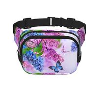 Marsupio con stampa di farfalle e giardino - Keeper grande marsupio alla moda per donne e uomini, marsupio regolabile per corsa, passeggiate all'aperto