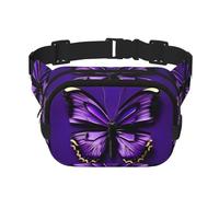 Marsupio con stampa di farfalle viola, con estensione, per uomini e donne, marsupio con tasche con cerniera, nero, Taglia unica