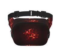 Marsupio con stampa di fiamme rosse, per uomini e donne, impermeabile, con cinghia regolabile a 3 tasche, per viaggi all'aperto