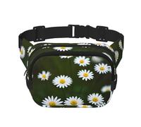 Marsupio con stampa di fiori di crisantemo bianco selvatico, per donne e uomini, con cinghia regolabile, per viaggi, escursionismo, ciclismo