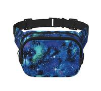 Marsupio con stampa di galassia spaziale blu, grande marsupio alla moda per donne e uomini, marsupio regolabile, per corsa, passeggiate all'aperto