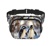 Marsupio con stampa di giovani pinguini con neve con cinghia regolabile quadrato doppio strato cintura unisex ovunque