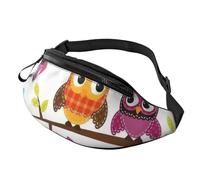 Marsupio con stampa di gufi su rami d'albero, unisex, elegante, comodo da viaggio, per escursionismo, ciclismo e corsa