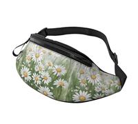 Marsupio con stampa di margherite bianche, unisex, leggero ed elegante, per viaggi, escursionismo, ciclismo, corsa