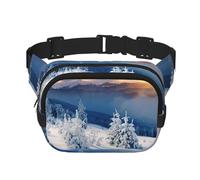 Marsupio con stampa di montagne invernali, per uomini e donne, impermeabile, con cinghia regolabile, 3 tasche, per viaggi all'aperto