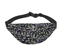 Marsupio con stampa di mucca, da viaggio, corsa, grande, alla moda, carino, per sport all'aria aperta, Foglie Verdi Salvia Viola, Taglia unica