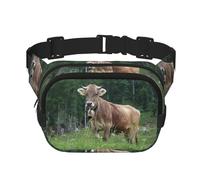 Marsupio con stampa di mucca svizzera, elegante e pratico, regolabile, perfetto per viaggi e attività all'aperto, Nero , Taglia unica