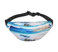 Marsupio con stampa di onde marine, tasca con cerniera e cintura regolabile, per escursionismo, corsa, viaggi e casual, nero, taglia unica, Nero , Taglia unica