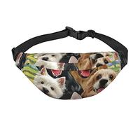 Marsupio con stampa di ossa e zampe, da viaggio, corsa, grande, alla moda, carino, per sport all'aria aperta, Carini cani per animali domestici., Taglia unica