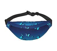 Marsupio con stampa di ossa e zampe, da viaggio, corsa, grande, alla moda, carino, per sport all'aria aperta, Bella farfalla blu., Taglia unica