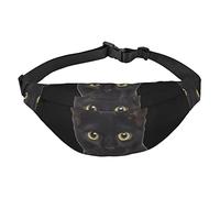 Marsupio con stampa di ossa e zampe, da viaggio, corsa, grande, alla moda, carino, per sport all'aria aperta, Gatto nero , Taglia unica