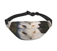 Marsupio con stampa di ossa e zampe, da viaggio, corsa, grande, alla moda, carino, per sport all'aria aperta, Occhi di gufo innevato, Taglia unica