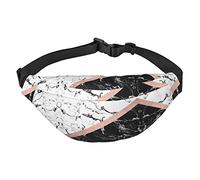 Marsupio con stampa di ossa e zampe, da viaggio, corsa, grande, alla moda, carino, per sport all'aria aperta, Marmo bianco e nero., Taglia unica