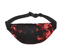 Marsupio con stampa di ossa e zampe, da viaggio, corsa, grande, alla moda, carino, per sport all'aria aperta, Rosso Nero Bianco Astratto, Taglia unica