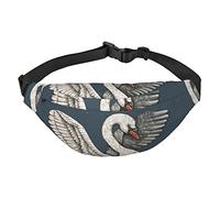Marsupio con stampa di ossa e zampe, da viaggio, corsa, grande, alla moda, carino, per sport all'aria aperta, Cigno bianco., Taglia unica
