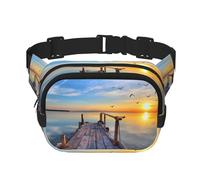 Marsupio con stampa di paesaggi al tramonto - Keeper grande marsupio alla moda per donne e uomini, marsupio regolabile per corsa, passeggiate all'aperto