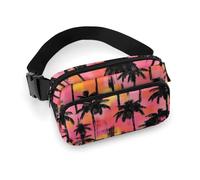 Marsupio con stampa di paesaggio tropicale, borsa a tracolla da donna, alla moda