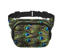 Marsupio con stampa di pavone fresco quadrato a doppio strato, unisex, borsa a tracolla da viaggio, allenamento, nero, taglia unica, Nero, One Size