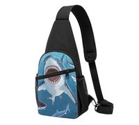 Marsupio con stampa di pesce blu in stile cartone animato per uomo e donna, borsa a tracolla per attività all'aperto, escursioni, zaini sportivi