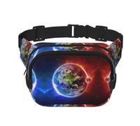 Marsupio con stampa di pianeti spaziali e terrestri, elegante e pratico, regolabile, perfetto per viaggi e attività all'aperto, Nero , Taglia unica