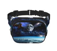 Marsupio con stampa di pianeti spaziali, elegante e pratico, regolabile, perfetto per viaggi e attività all'aperto, Nero , Taglia unica