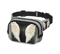 Marsupio con stampa di piume d'angelo, per uomini e donne, con cintura regolabile per allenamento all'aperto