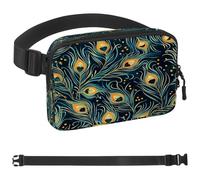 Marsupio con stampa di piume di pavone, unisex, borsa a tracolla con tasche con cerniera, marsupio impermeabile con cinturino regolabile per allenamento, corsa, viaggi, escursionismo, multicolore,