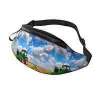 Marsupio con stampa di trattore sotto cielo blu e nuvole bianche, per escursionismo, ciclismo, corsa e attività all'aria aperta, confezione leggera